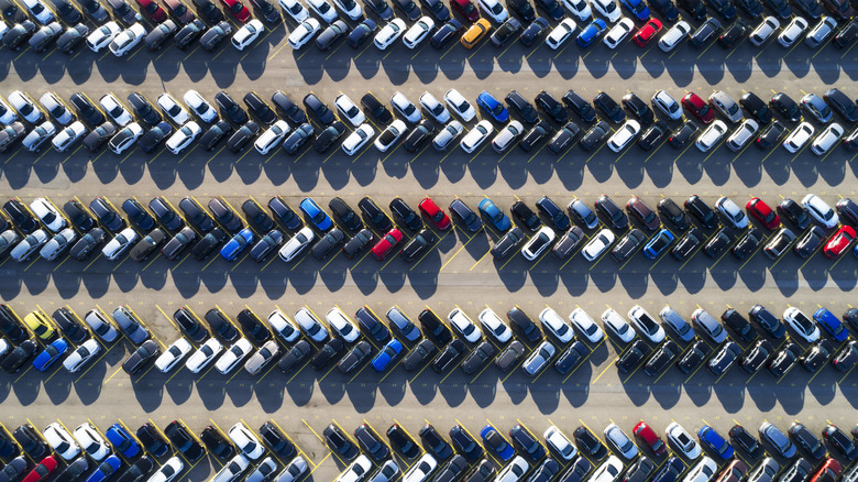 Busy parking lot from above