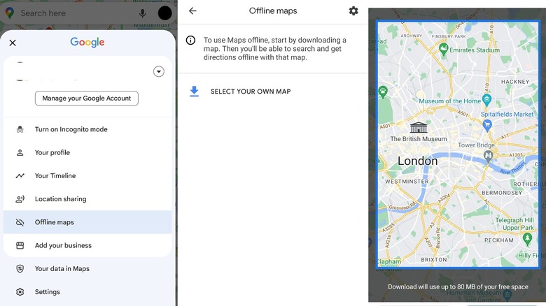 Three steps to download an offline map