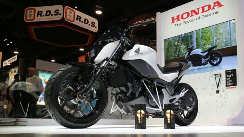 Honda's self-driving motorcycle on display