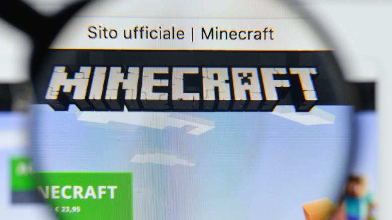 Minecraft homepage and magnifying glass