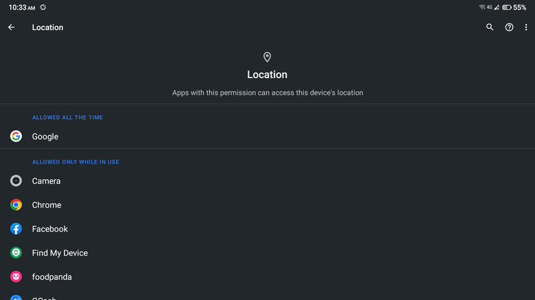 app permissions for location