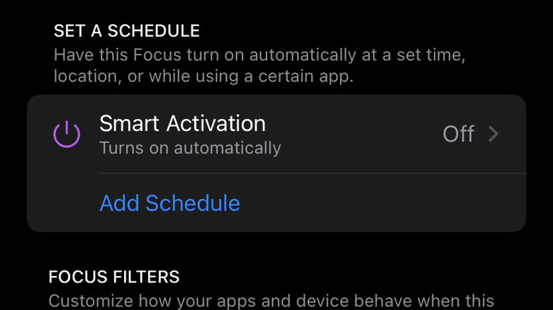 iphone screenshot schedule focus