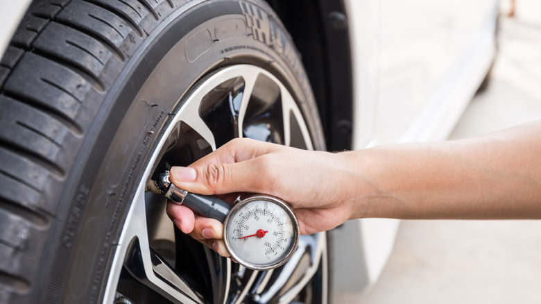 Checking tire pressure