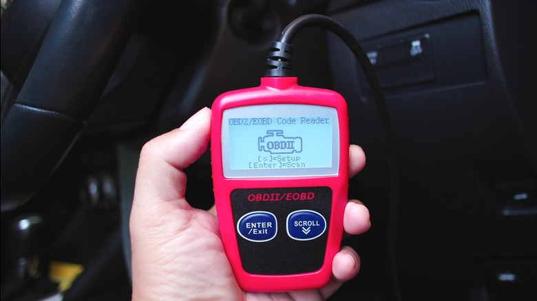 OBD2 scanner connected inside car