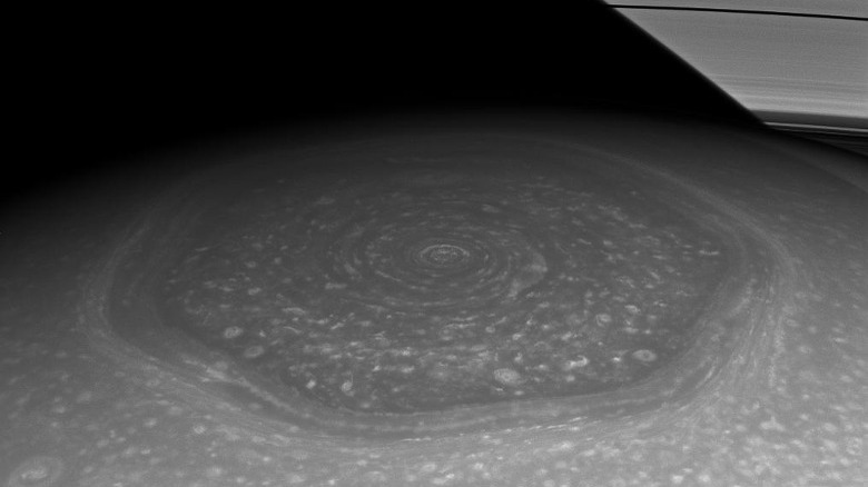 Saturn's hexagonal storm system