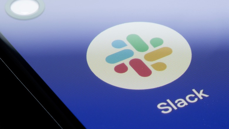 Slack icon on a smartphone screen.