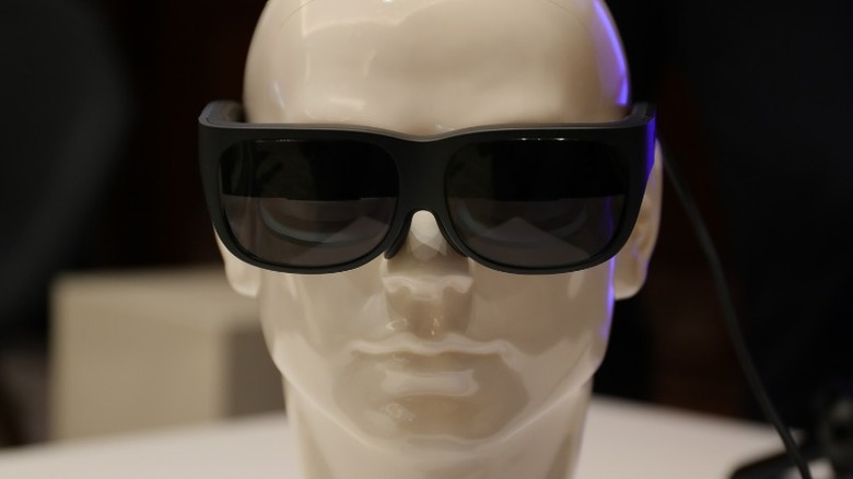 model head with glasses