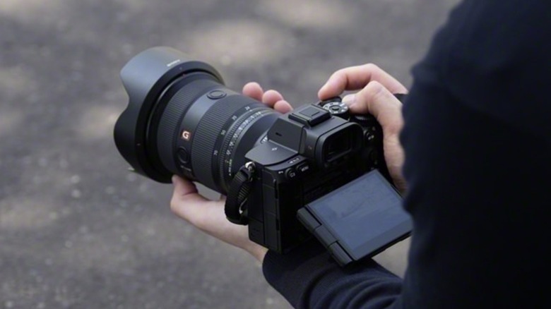 Person using Sony Alpha 7R V