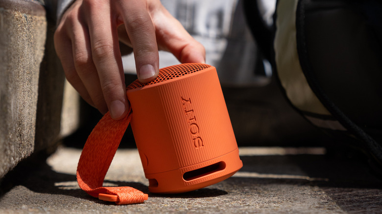 Sony SRS-XB100 speaker orange tilted