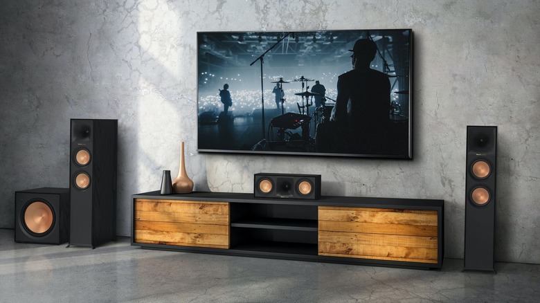 wall mounted television with speakers