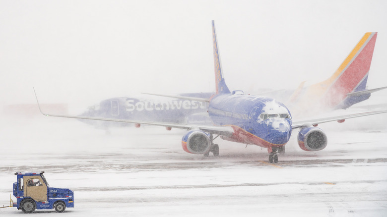 Two planes in the snow.