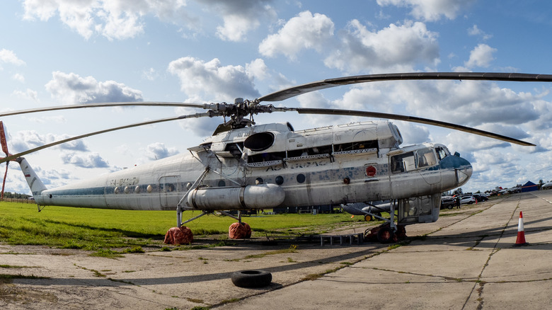 Mi-10K helicopter on airfield