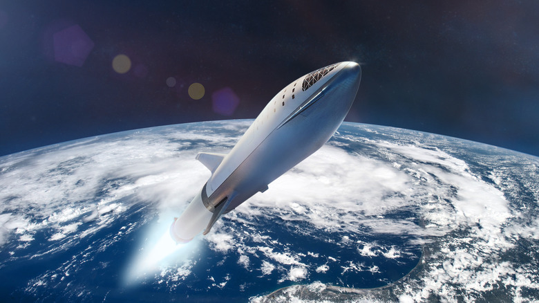 SpaceX Starship in orbit render