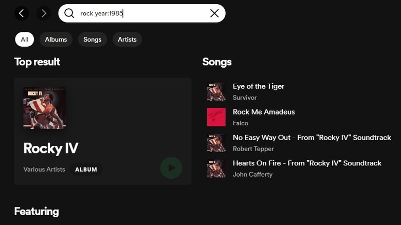 Advanced search on Spotify