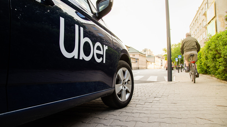 Uber logo on a car