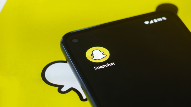 Snapchat logo on a Pixel 4A screen