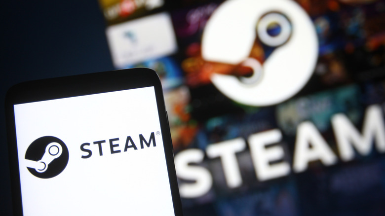 Steam logo on multiple screens.