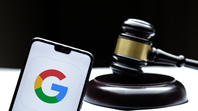 google on phone gavel background