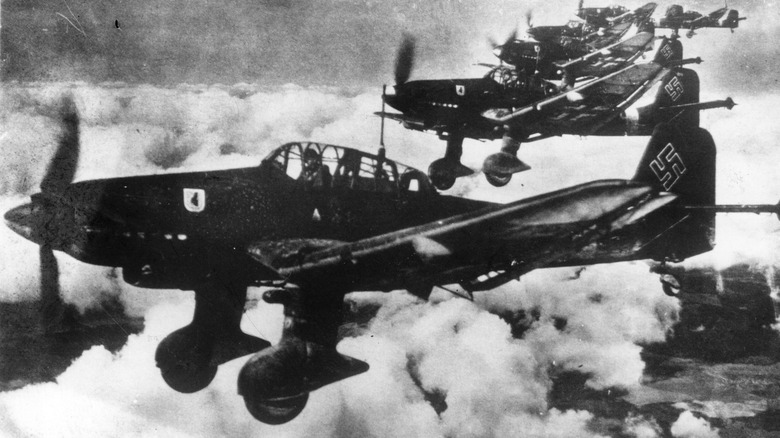 Stuka dive bombers in flight
