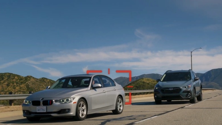 Subaru Eyesight automatic emergency steering demonstration