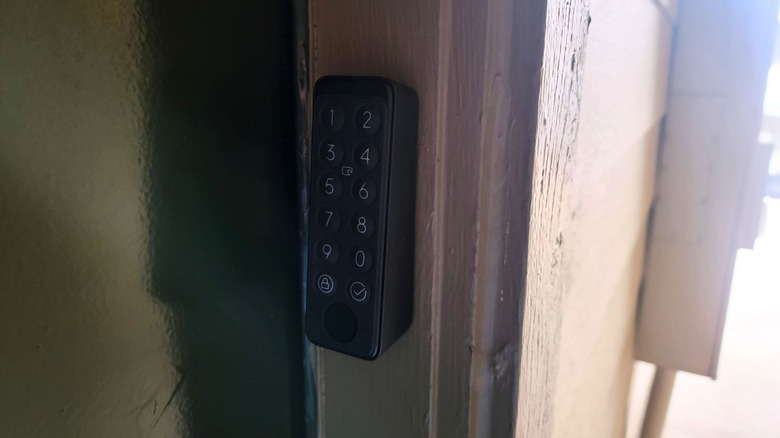 SwitchBot Keypad Touch installed on door frame