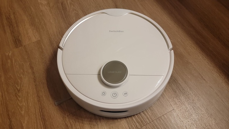 SwitchBot S10 robot vacuum on hard floor