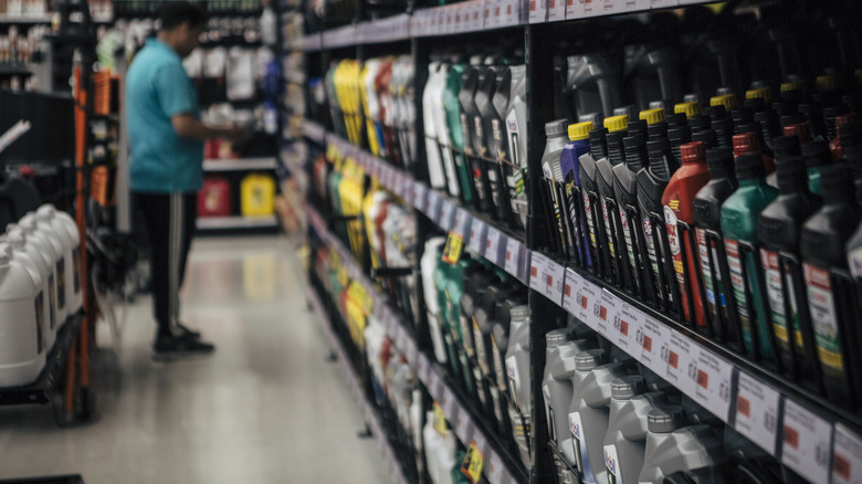 Row of oils at a store