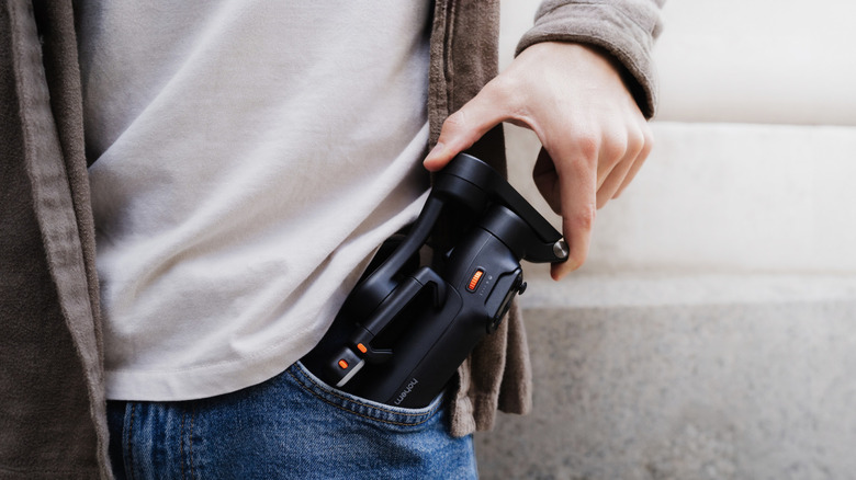 Hohem iSteady V3 Gimbal Stabilizer inside pants pocket