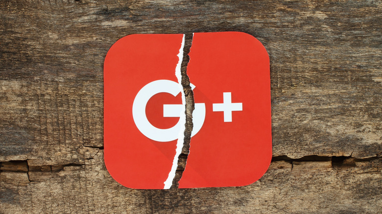 Google+ logo torn in half