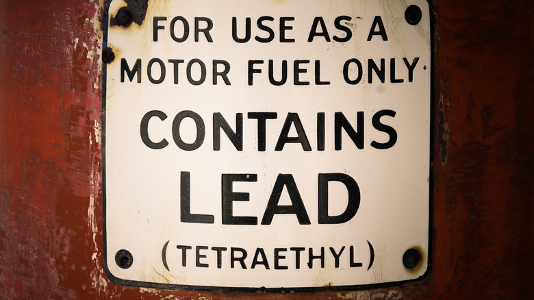 Leaded gasoline warning label