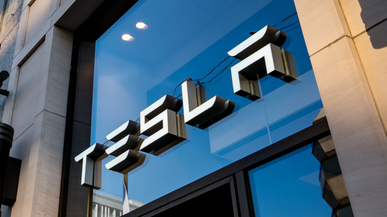 Tesla building logo