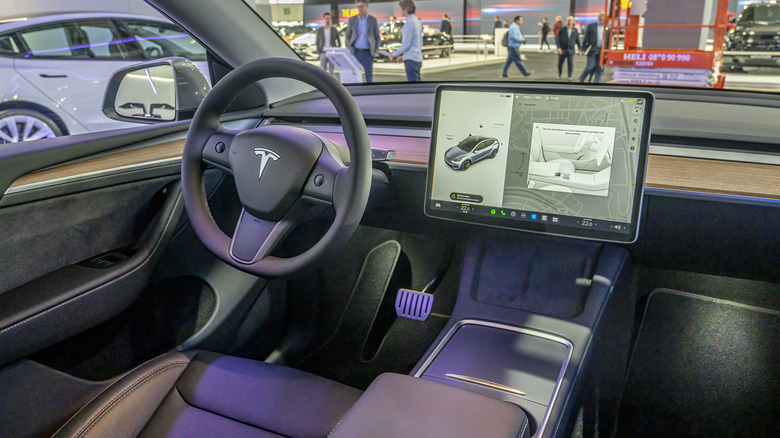 Inside view of Tesla Model Y