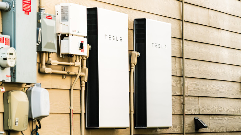 Two Tesla Powerwalls on a house