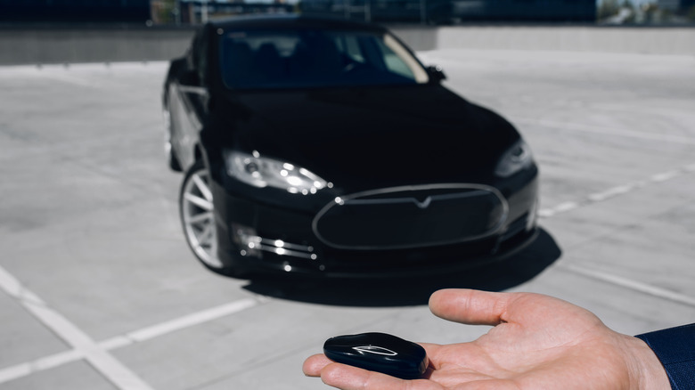 Tesla Model S key in hand