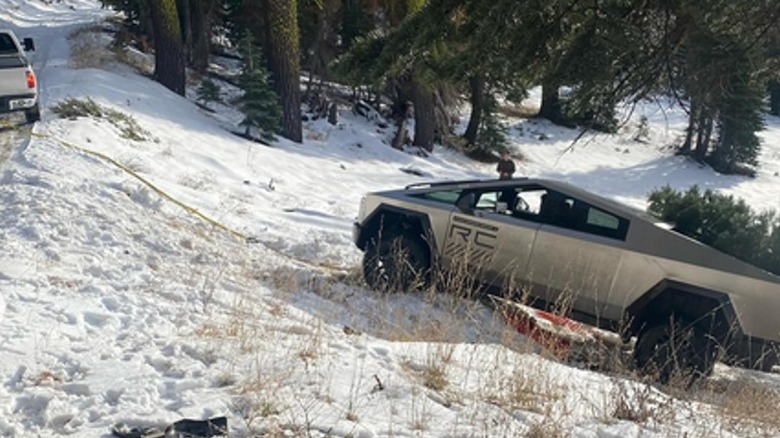 Cybertruck stuck on slope