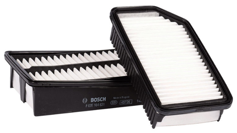 Bosch air filter with a black frame and white filter