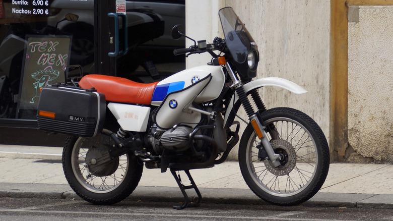 The BMW R80 G/S parked in a street