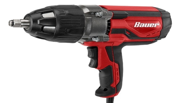 Red and black Bauer impact wrench with hex head