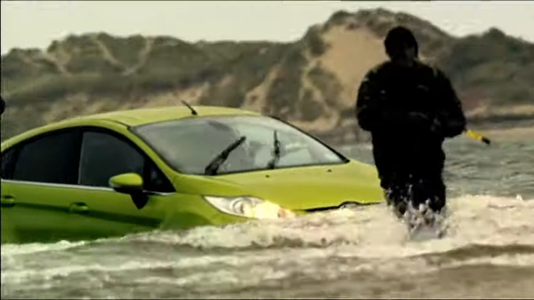 Ford Fiesta among Marines in ocean