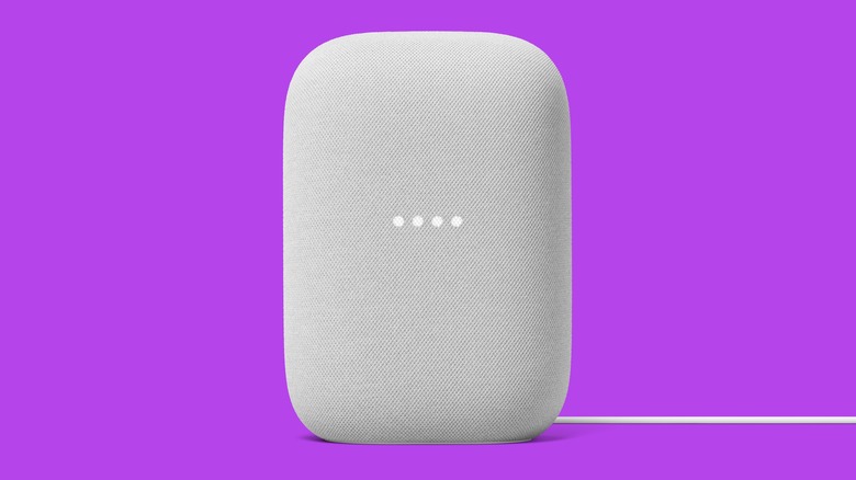 Google Nest Audio with pink background