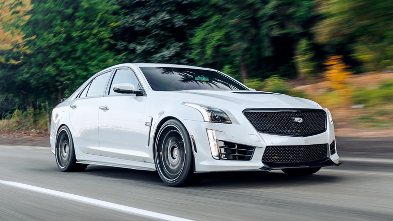 White Cadillac CTS-V in traffic