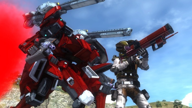 Earth Defense Force 5 soldier mech assault rifle