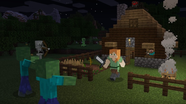 Fighting mobs in Minecraft