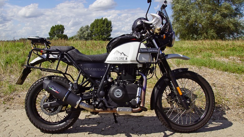 A Royal Enfield Himalayan in the countryside