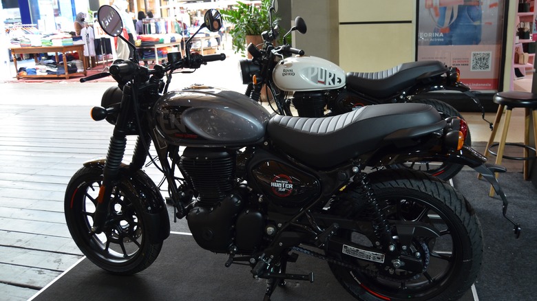 Two Royal Enfield Hunter 350 motorcycles