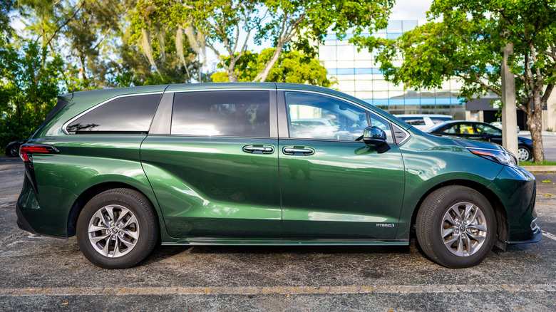 Green Toyota Sienna Hybrid minivan