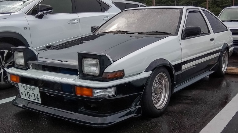 Toyota Corolla AE86 in parking lot