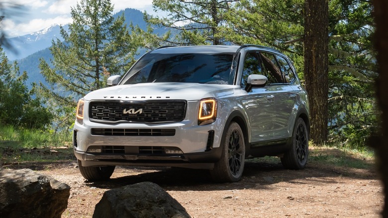 Kia Telluride in a forest