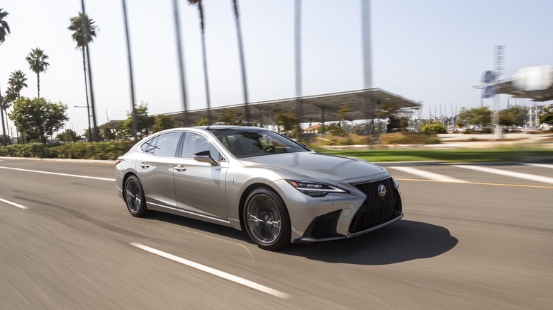 2021 Lexus LS 500 driving at speed