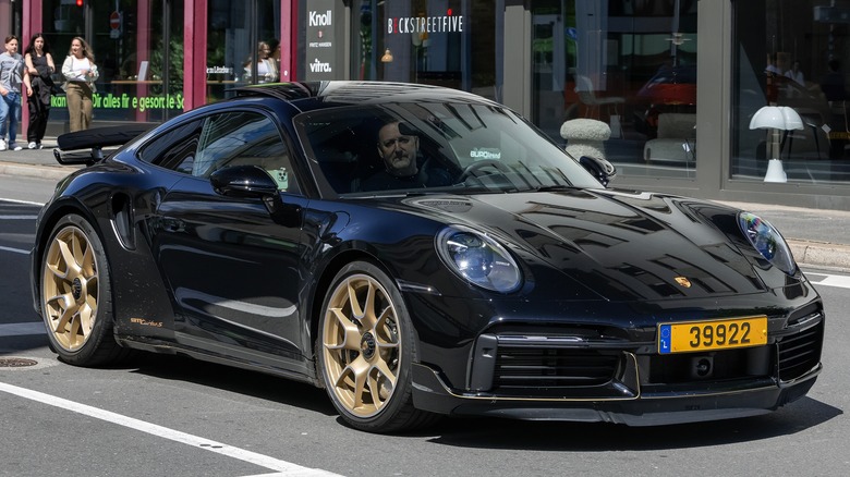 black Porsche 911 Turbo S (type 992)